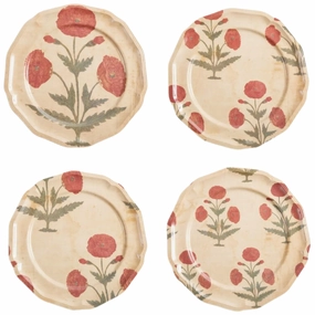 Set of Four Red Poppy Side Plates cute desktop display