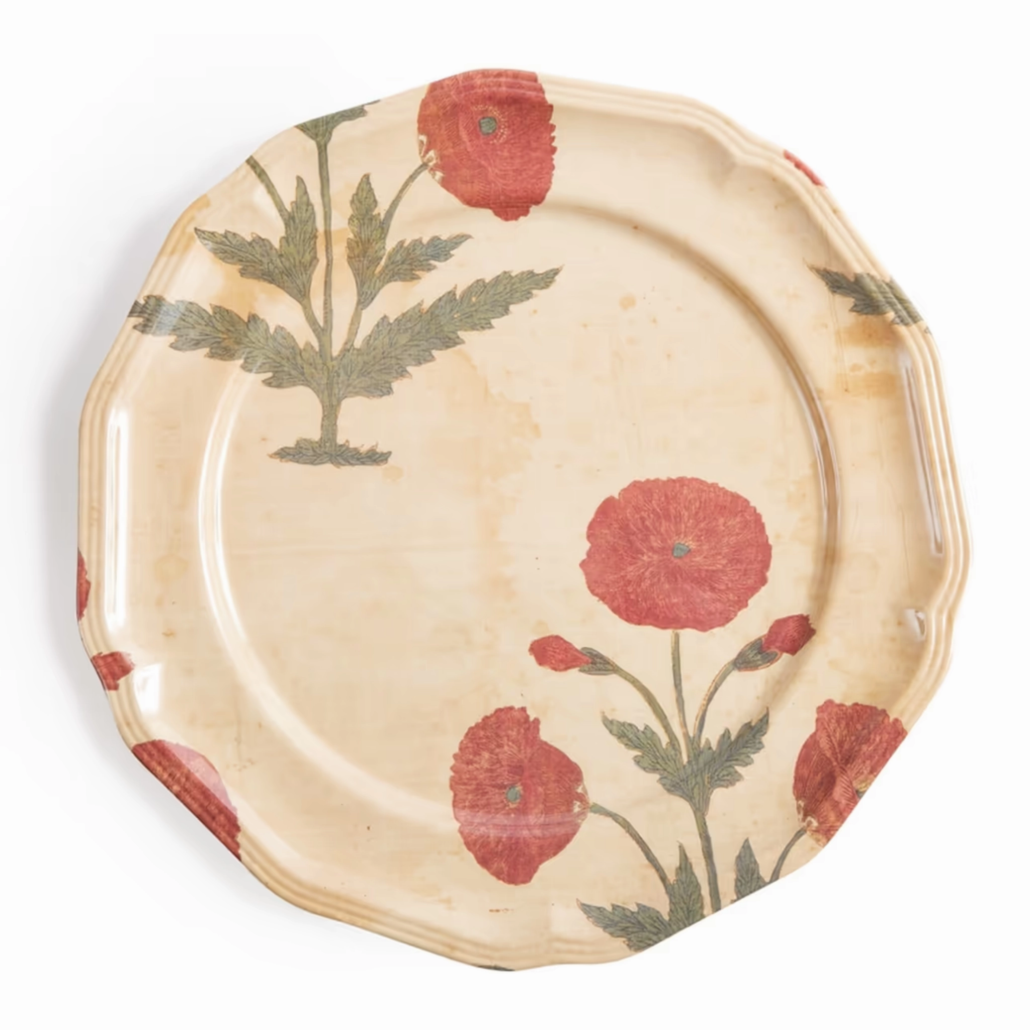 Set of Four Red Poppy Side Plates