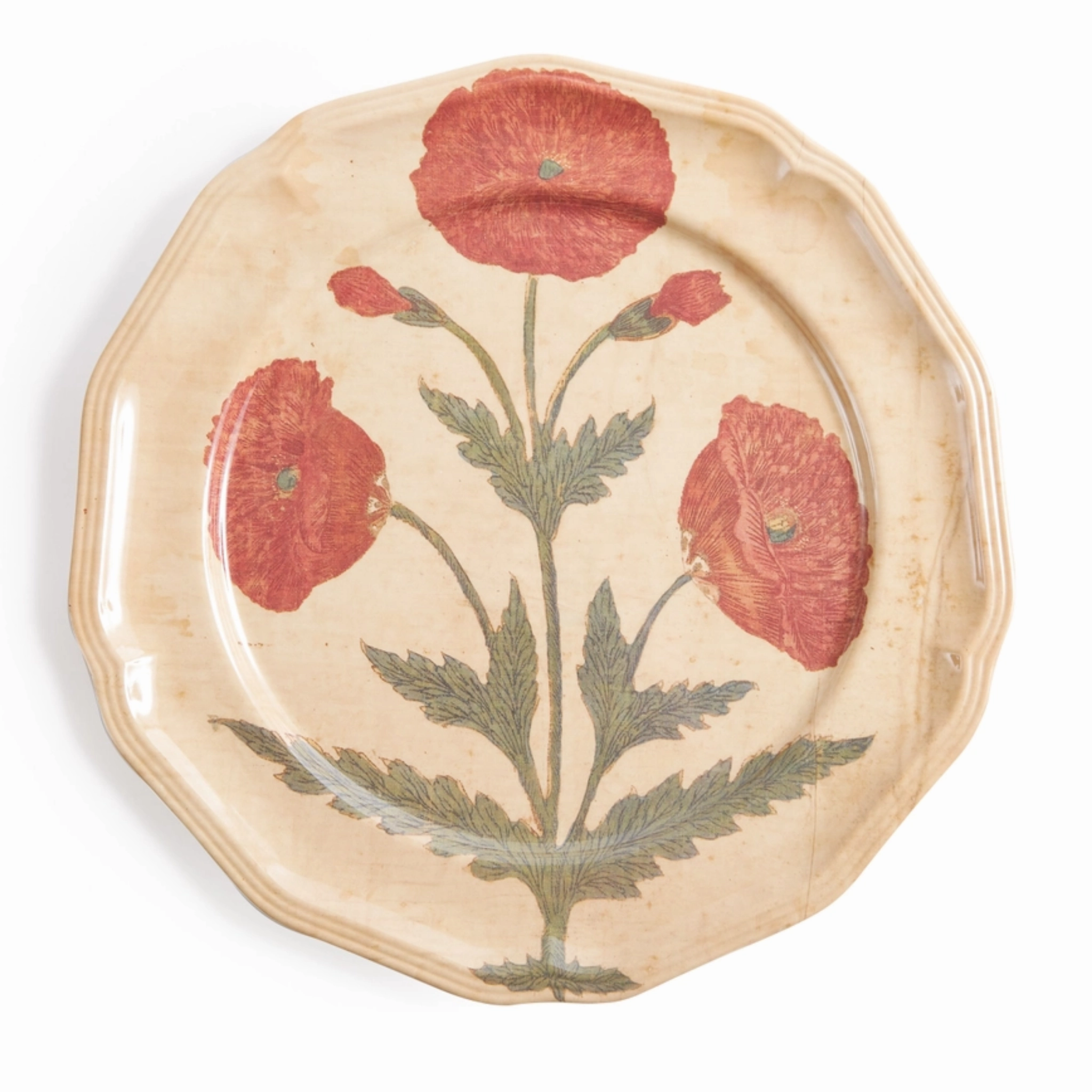 Set of Four Red Poppy Side Plates