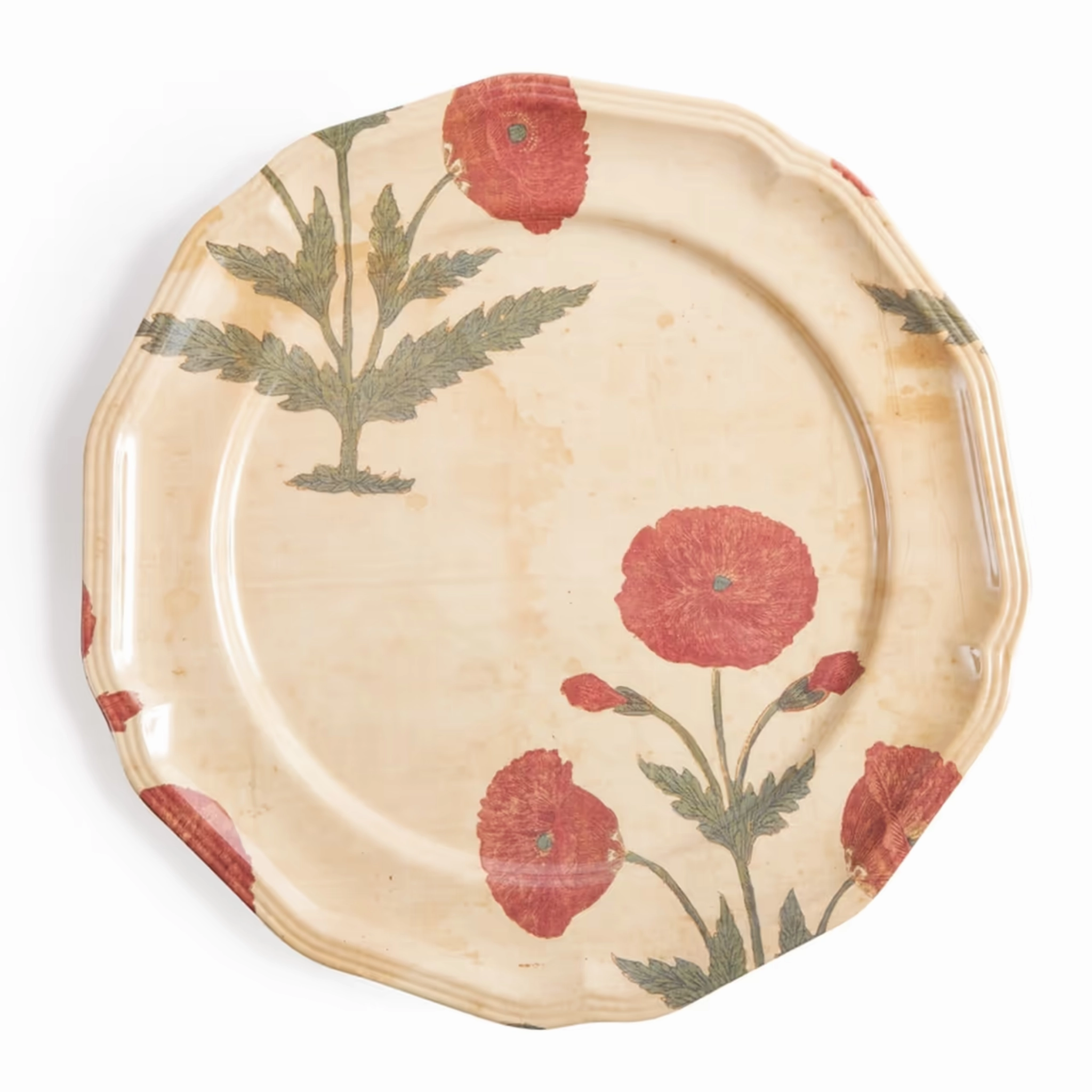 Set of Four Red Poppy Side Plates