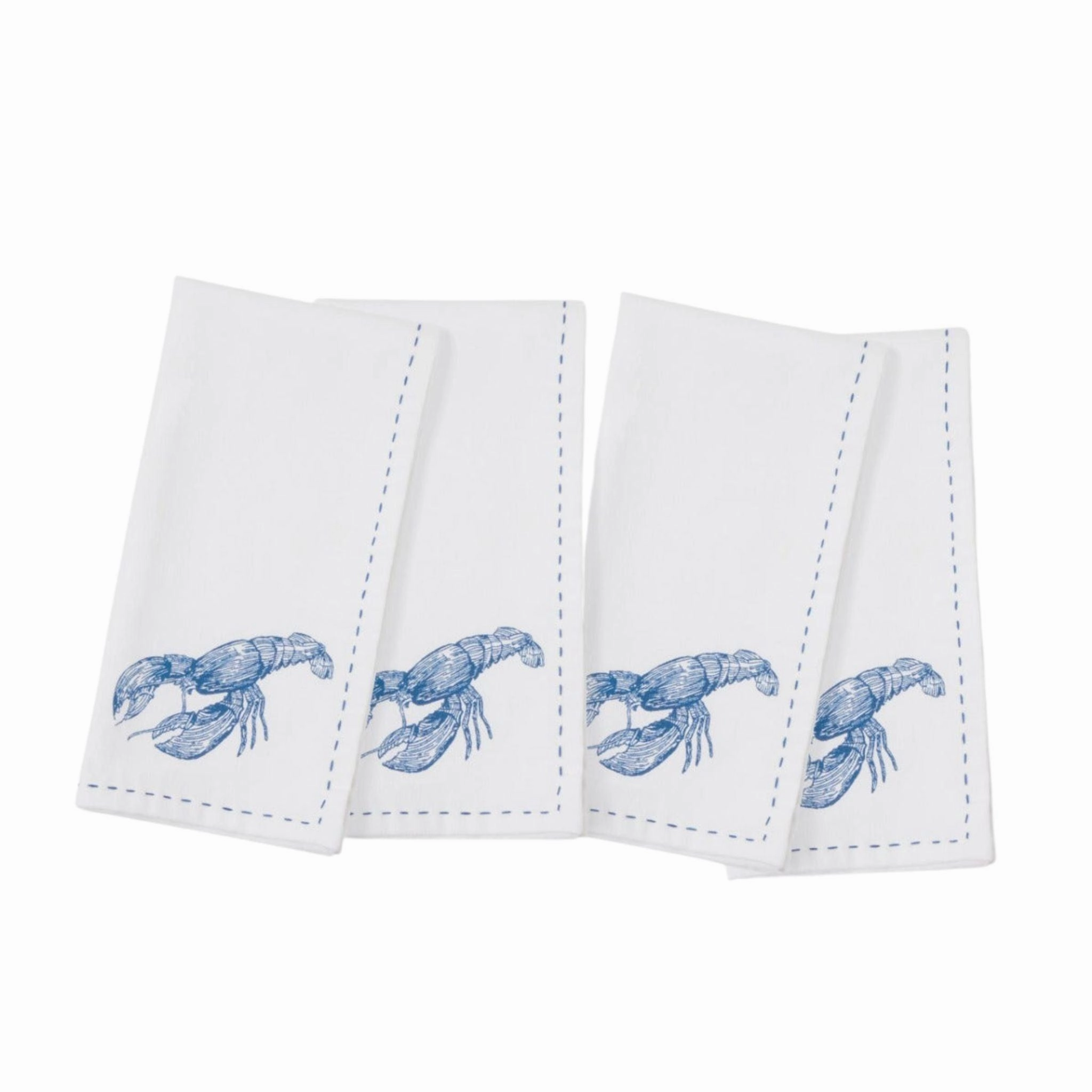 Set of Four White Cotton Napkins Lobster Motif Napkins mini desktop sculpture