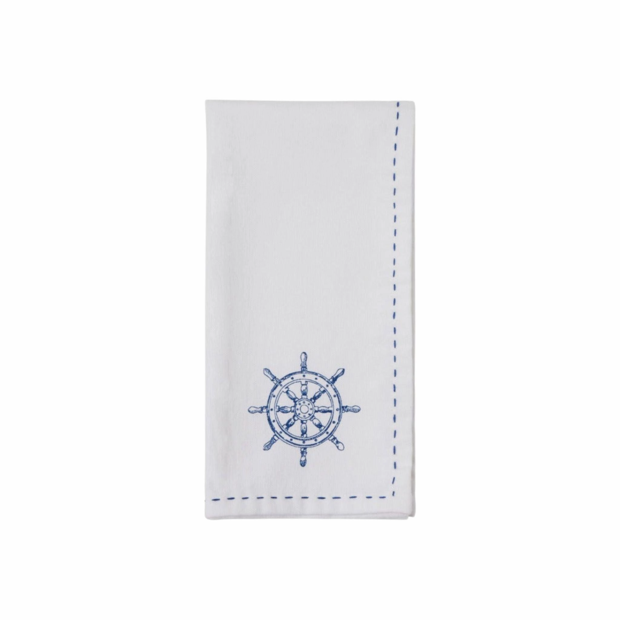 Set of Four White Cotton Napkins Sea Life Napkins