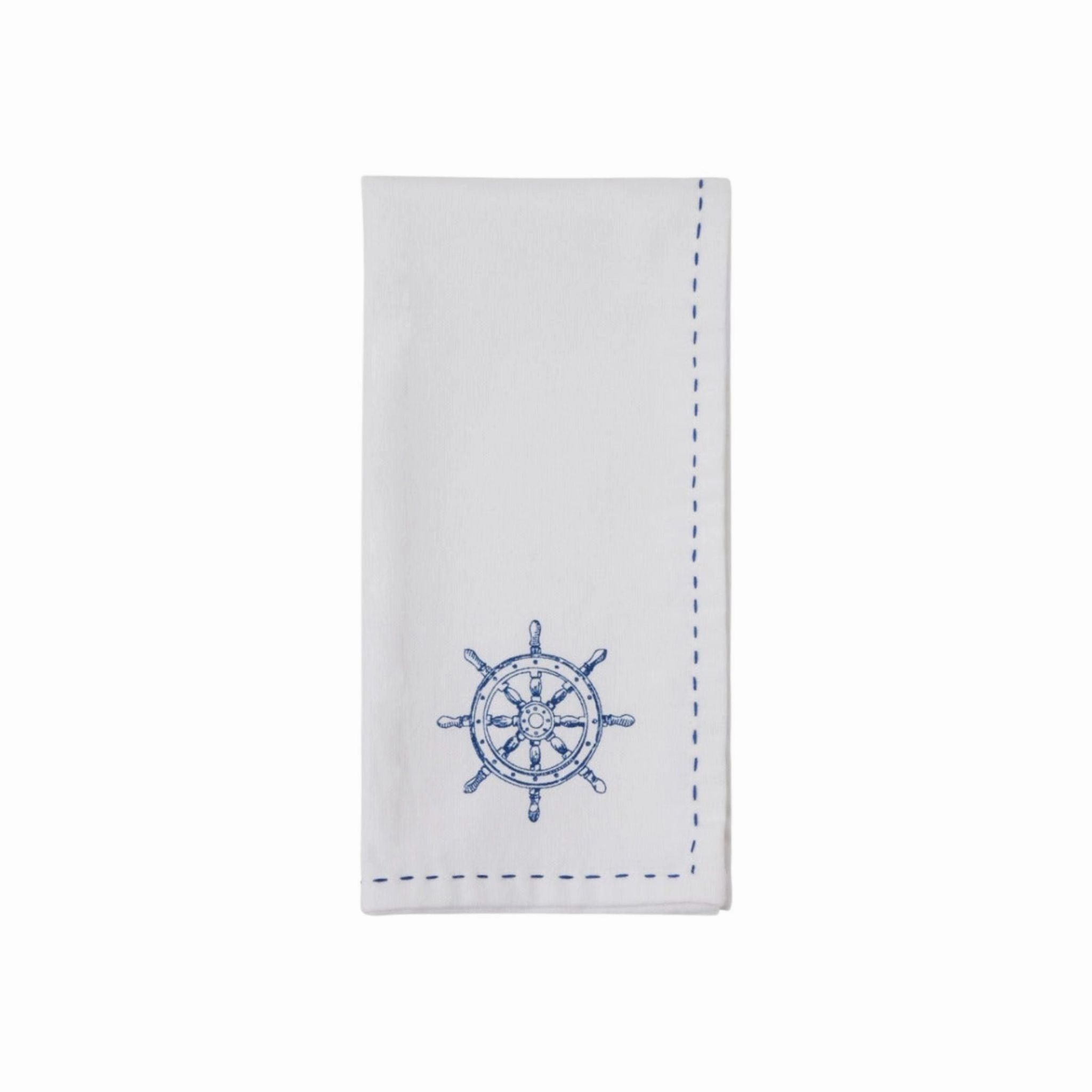 Set of Four White Cotton Napkins Sea Life Napkins
