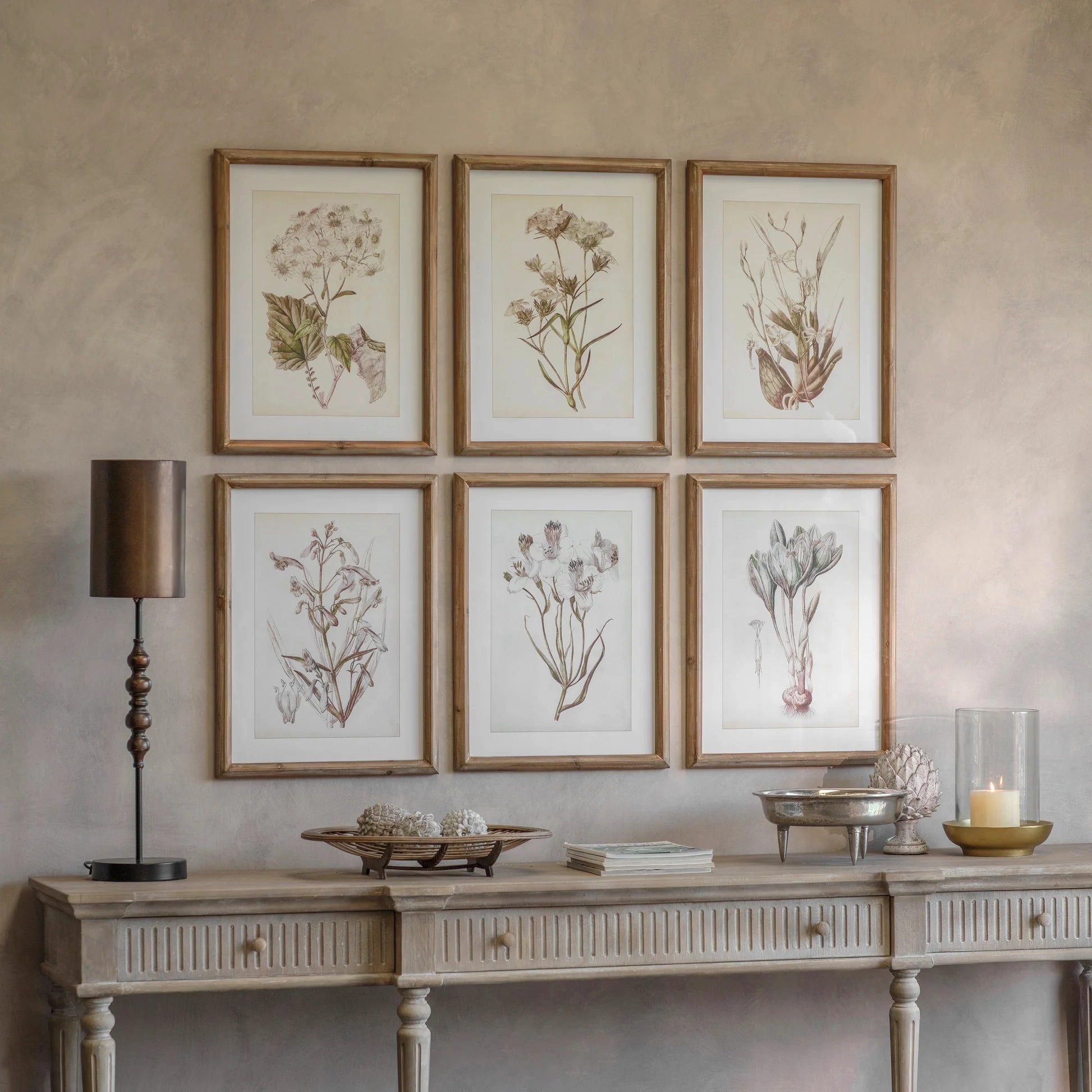 Set of Six Lavender Botanical Framed Prints 60cm modern mural painting