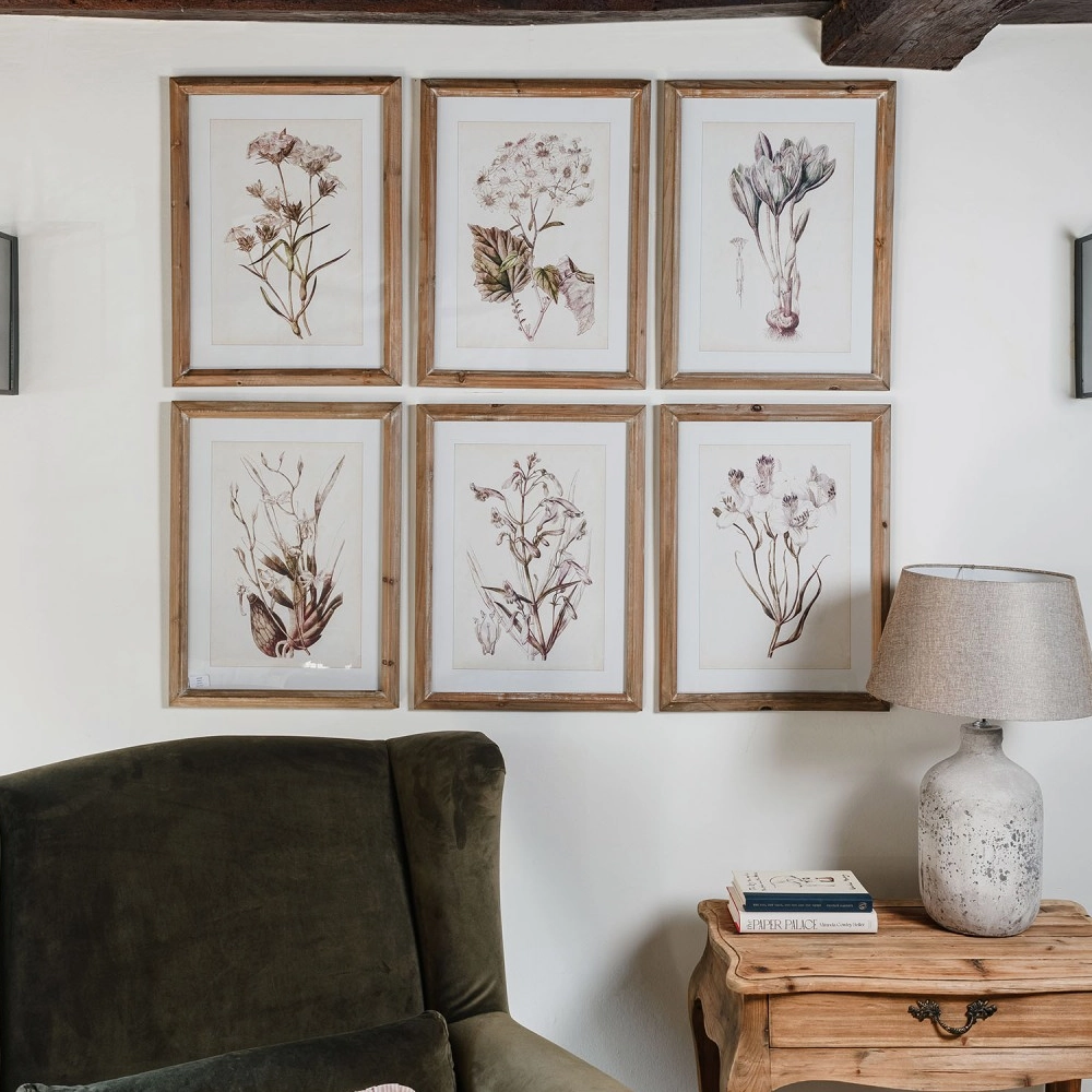 Set of Six Lavender Botanical Framed Prints 60cm