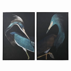 Set of Two Blue Framed Crane Canvas 120cm modern mural painting