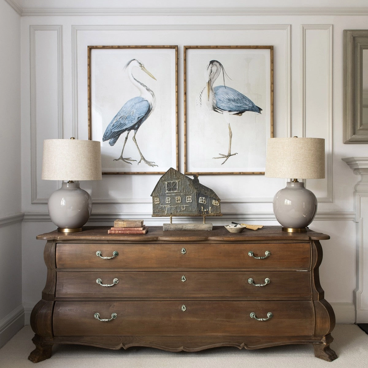 Set of Two Blue Heron Framed Prints 100cm