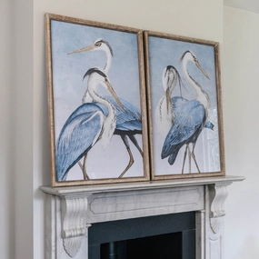 Set of Two Blue Stork Framed Prints 100cm modern mural painting