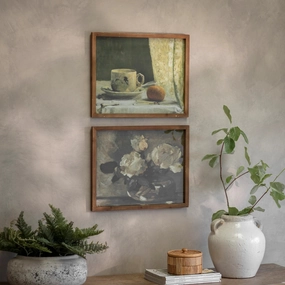 Set of Two Floral Tea Framed Prints 50cm modern mural painting