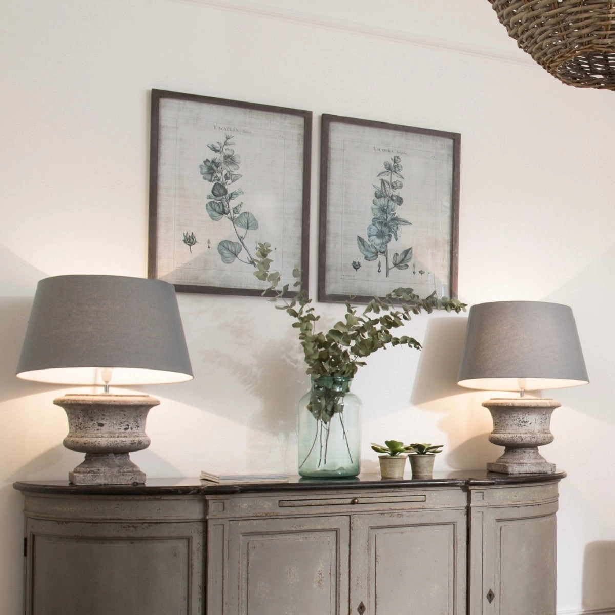 Set of Two Framed Lavatera Prints 75cm