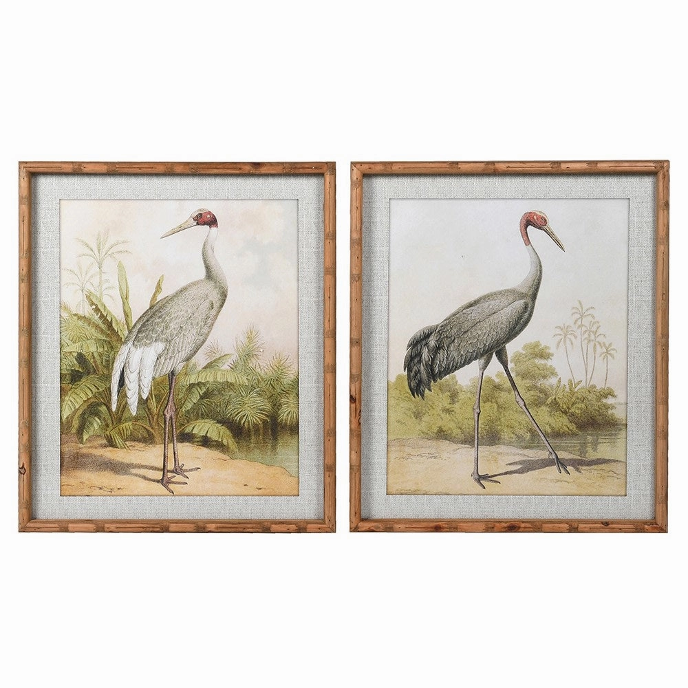 Set of Two Framed Stork Pictures 60cm modern mural painting