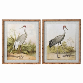 Set of Two Framed Stork Pictures 60cm modern mural painting
