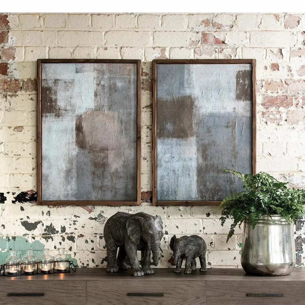 Set of Two Monochrome Contemporary Framed Prints 70cm