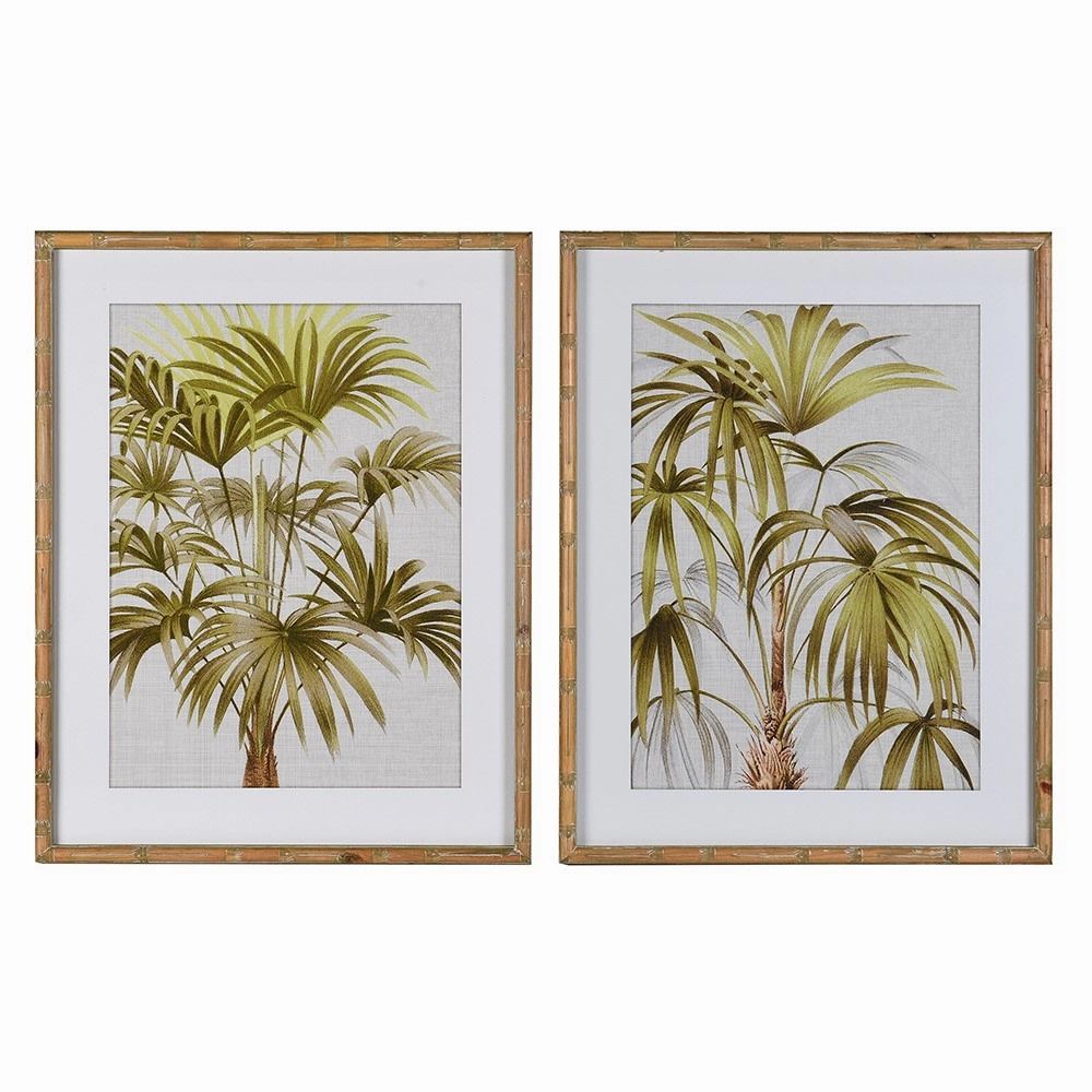 Set of Two Palm Tree Framed Wall Art 70cm modern mural painting