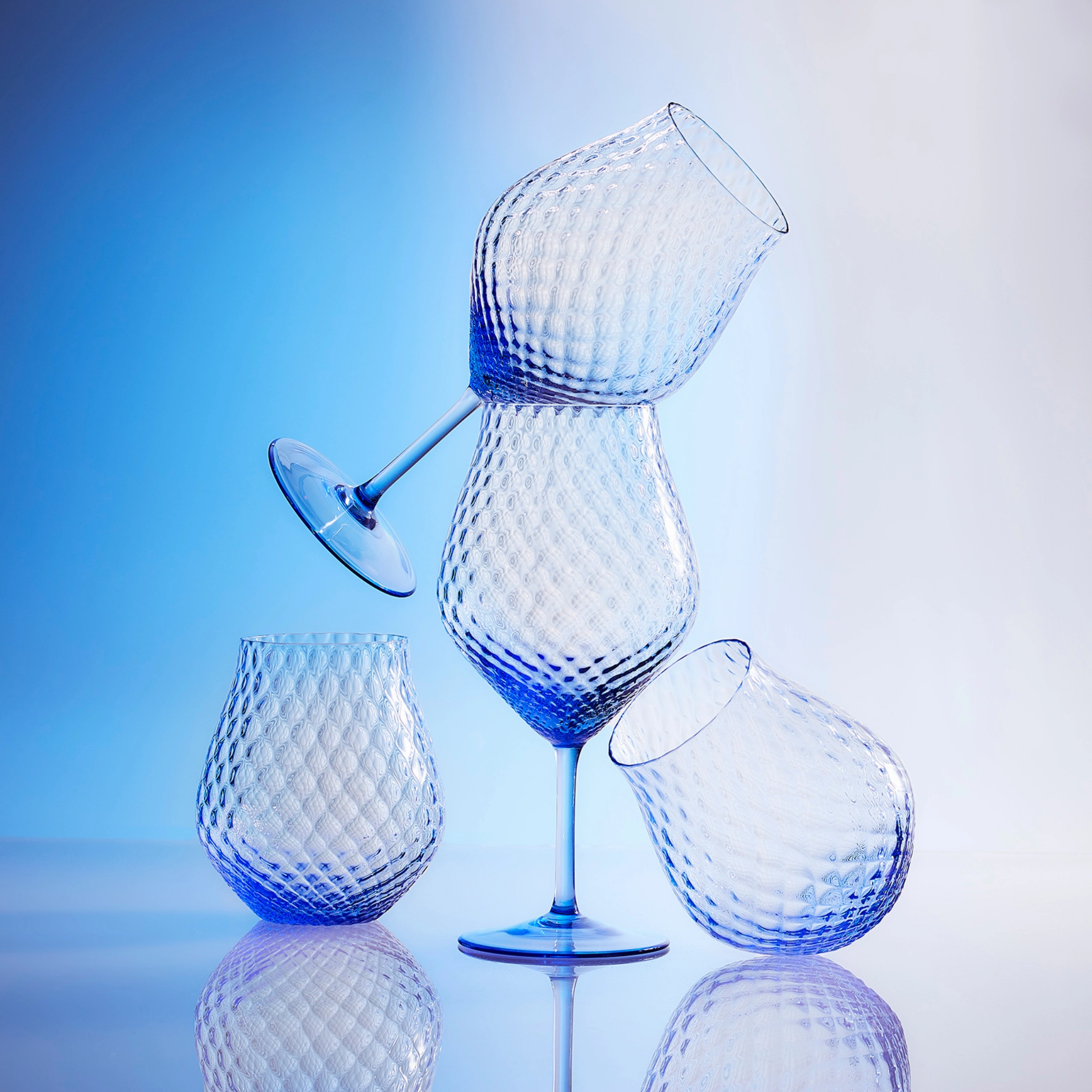 Set of Two Phoebe Cobalt Stemless Wine Glasses