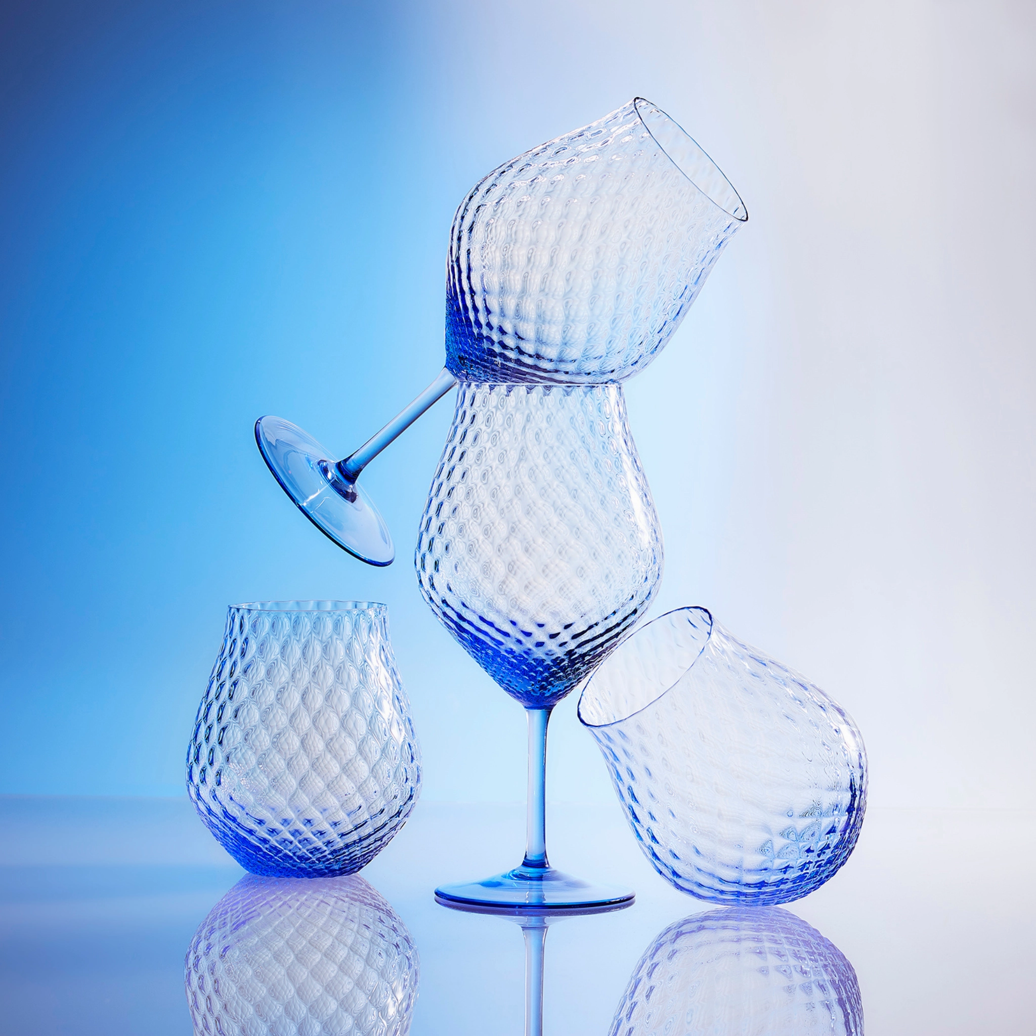 Set of Two Phoebe Cobalt Stemless Wine Glasses