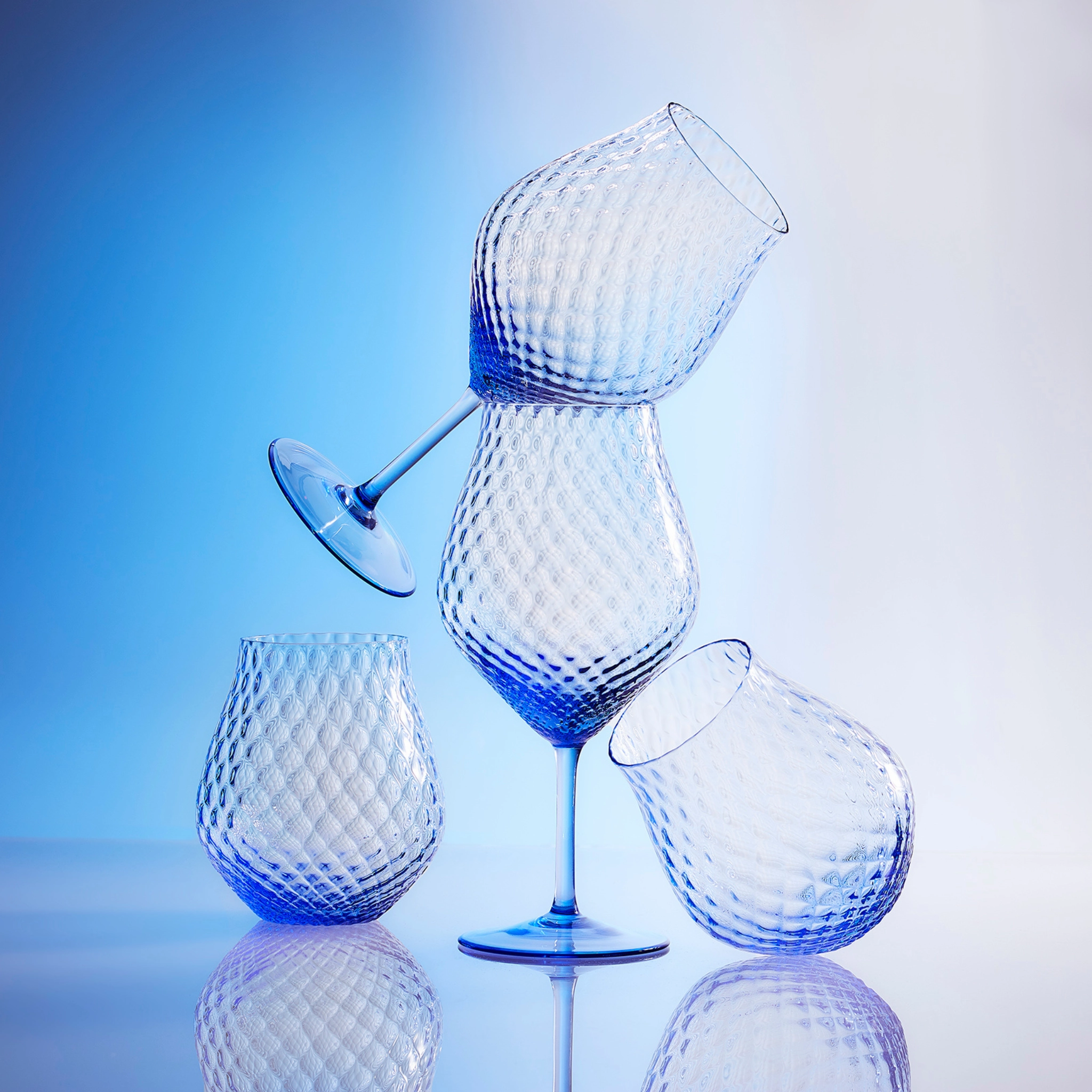 Set of Two Phoebe Cobalt Universal Wine Glasses