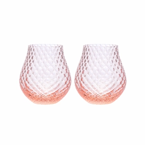 Set of Two Phoebe Rose Stemless Wine Glasses cute desktop display