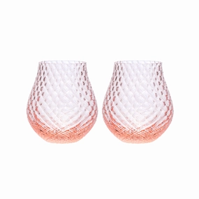 Set of Two Phoebe Rose Stemless Wine Glasses mini desktop sculpture
