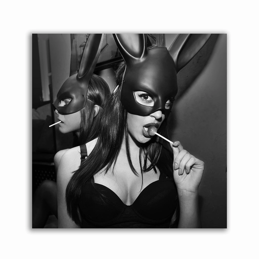 Sexy bunnies framed mural artwork