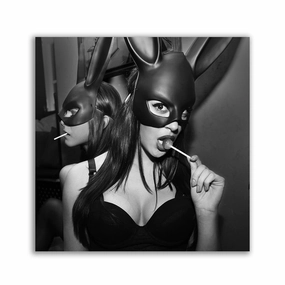 Sexy bunnies framed mural artwork