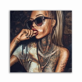 Sexy tattoo girl framed mural artwork