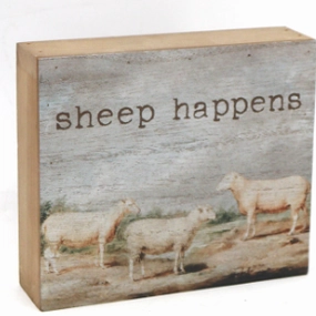 Sheep happens Block Sign wall pendant decor