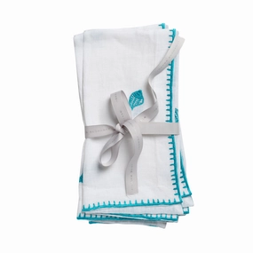 Shell Embroidered Dinner Napkins, White, Set of Two mini desktop sculpture