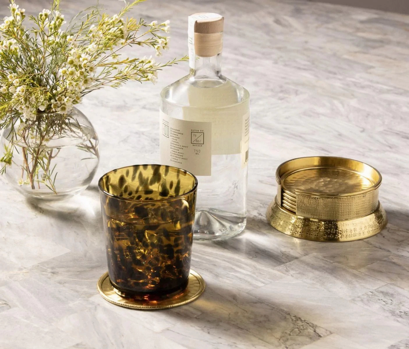 Shell Hand Blown Glass Tumblers in Tortoise