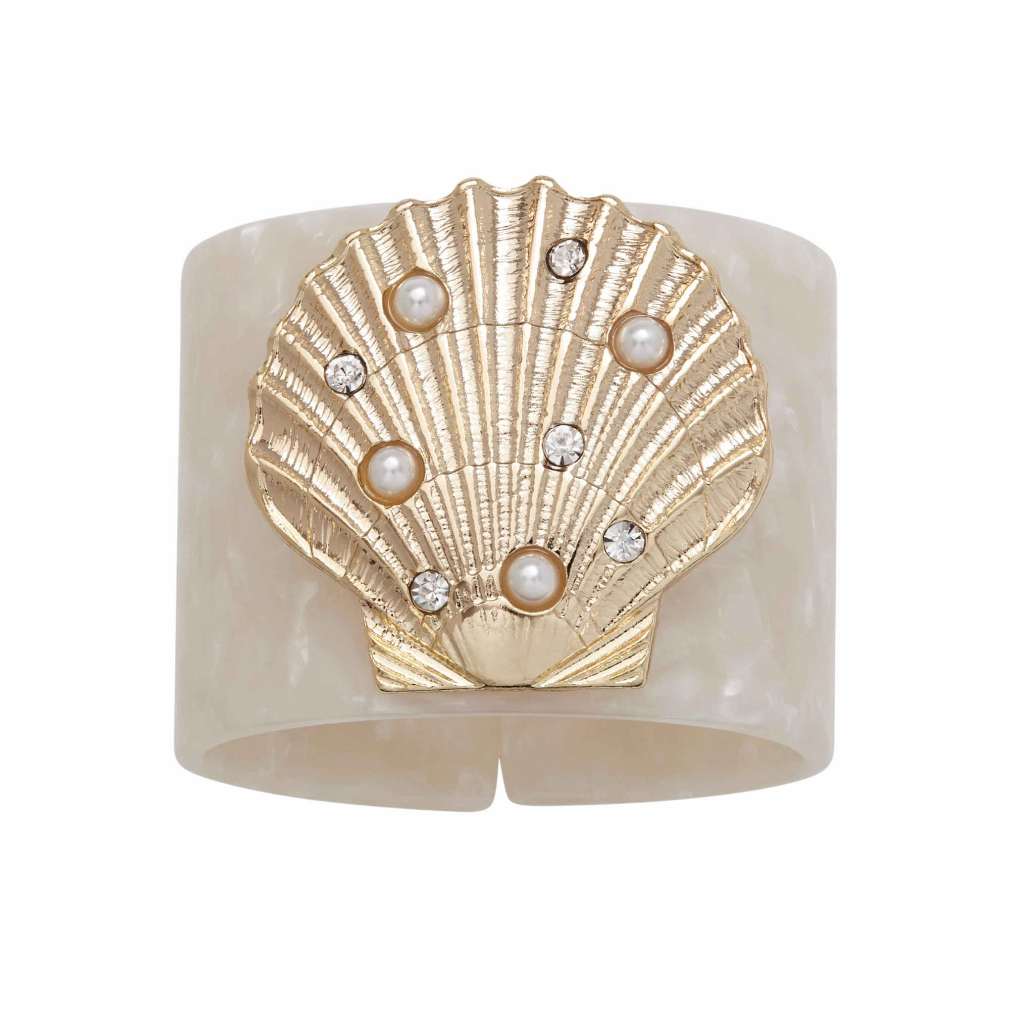Shell Resin Napkin Rings, Pearly White, Set of Four mini desktop sculpture