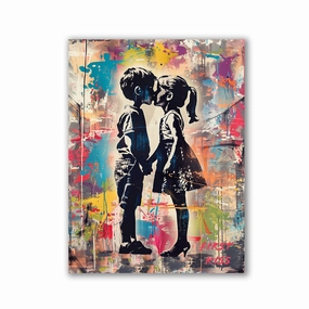 Shy Kiss by Frank Daske framed mural artwork