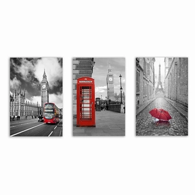 Sightseeing - Triptych framed mural artwork