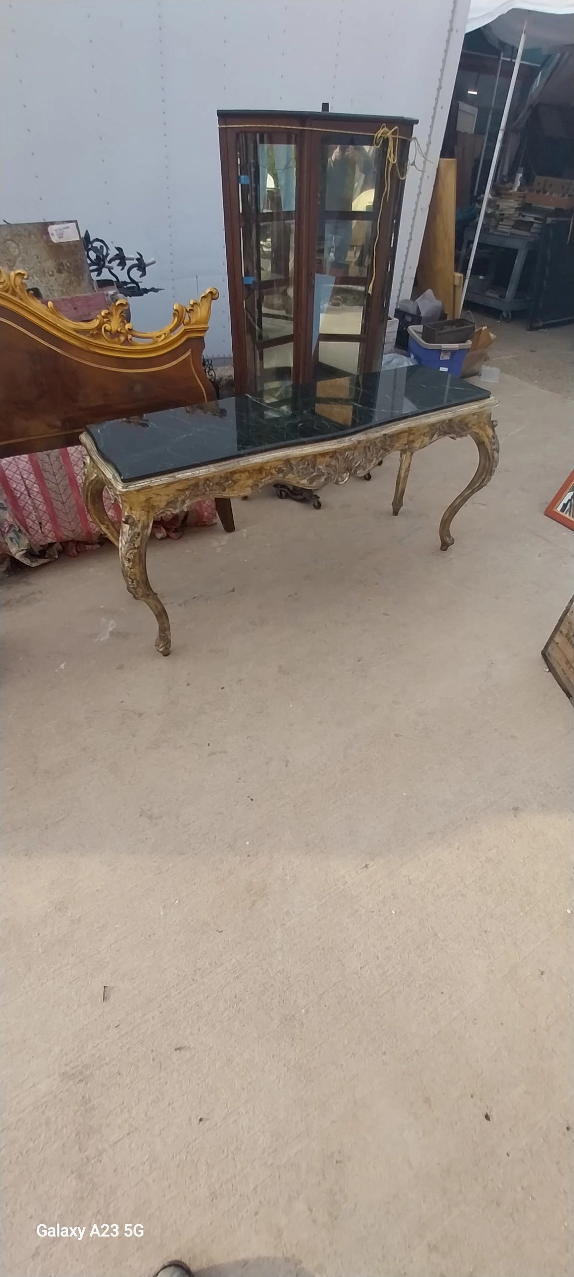 SILVER GILT LOUIS XV STYLE CONSOLE WITH BLACK MARBLE artistic wall mural