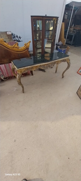 SILVER GILT LOUIS XV STYLE CONSOLE WITH BLACK MARBLE artistic wall mural