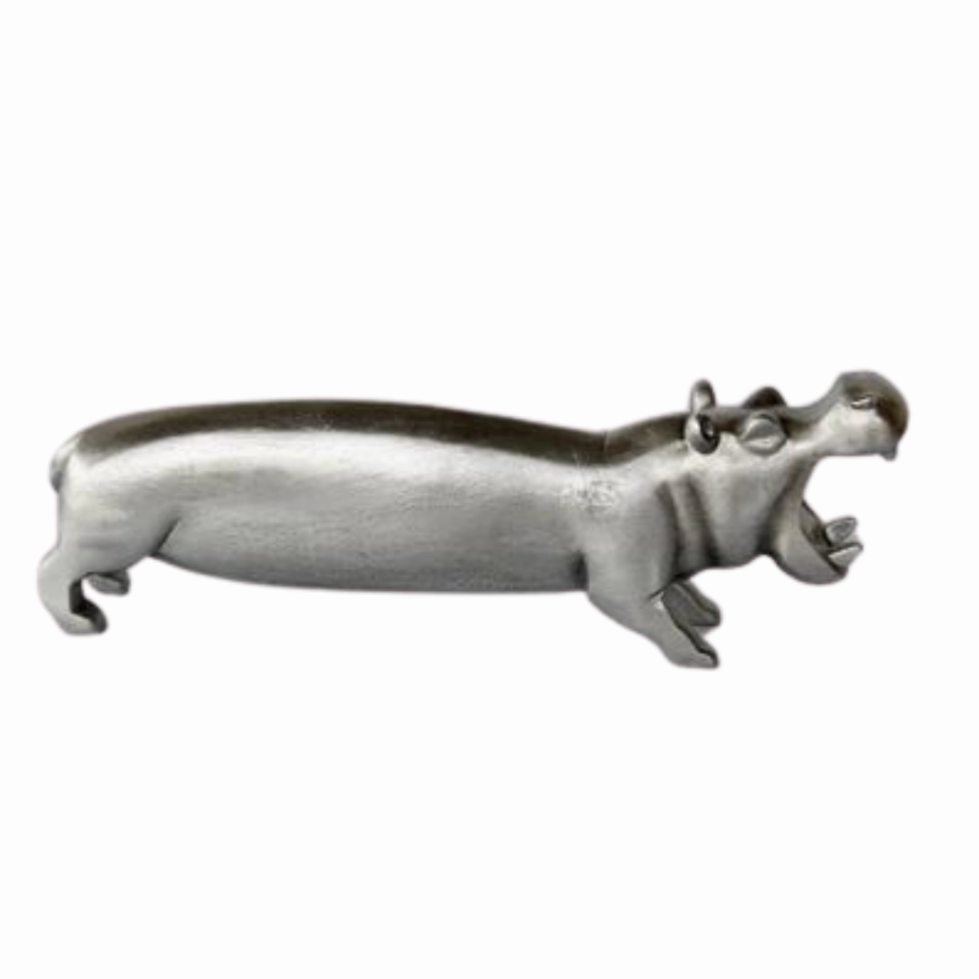 SILVER HIPPO 12X15CM decorative home ornament