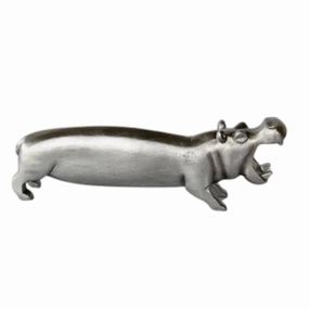 SILVER HIPPO 12X15CM decorative home ornament