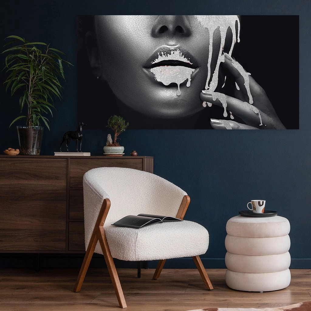 Silver Lips Silver on Acrylic