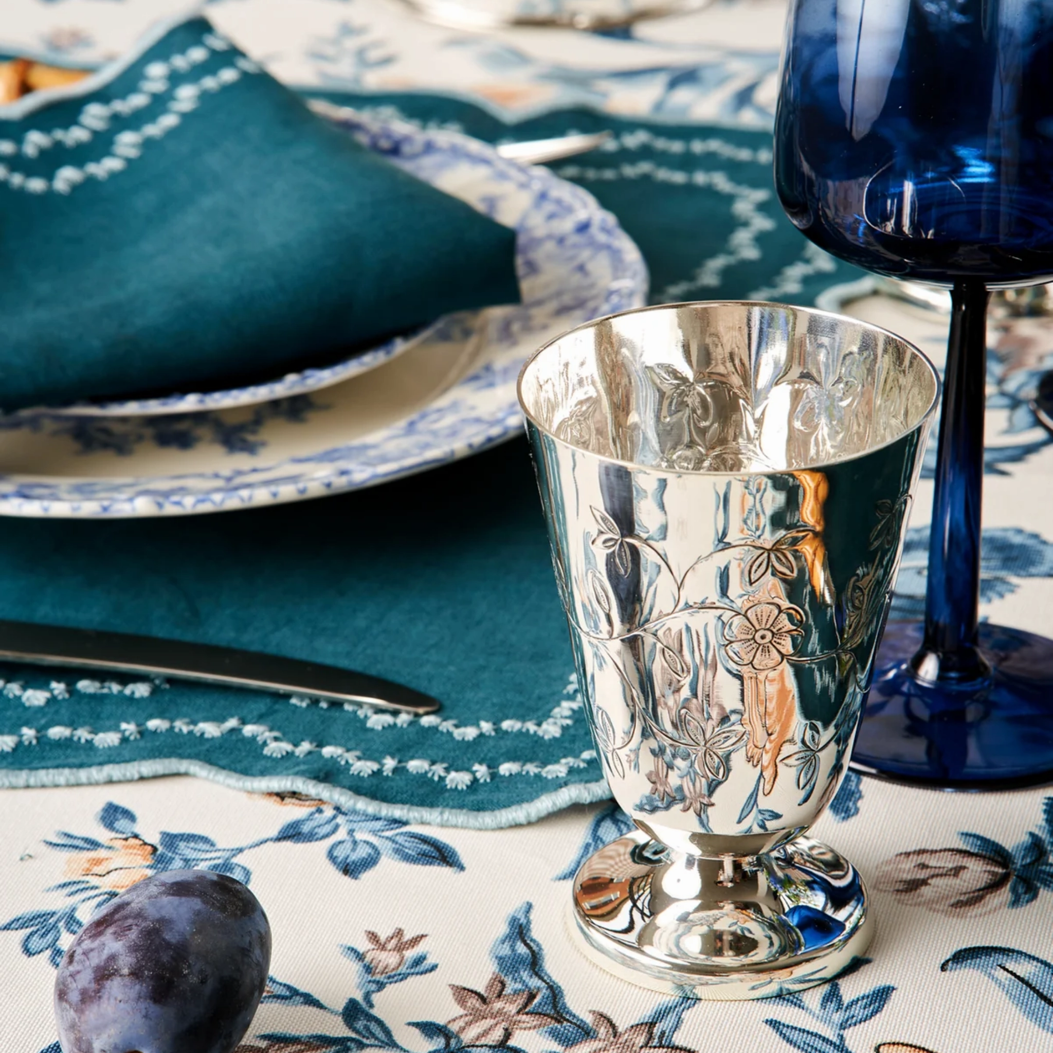 Silver Plated Hand Carved Cup
