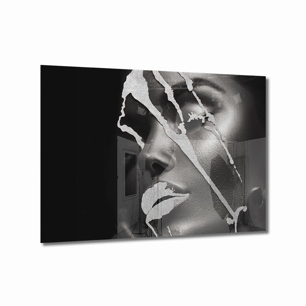 Silver Rain Silver on Acrylic framed mural artwork