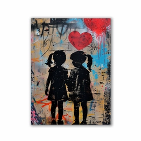 Sister Love x Banksy by Daniel Decker framed mural artwork