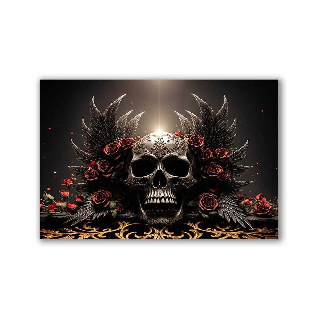 Skull and Roses by Adrian Vieriu framed mural artwork