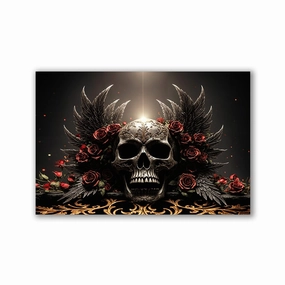 Skull and Roses by Adrian Vieriu framed mural artwork