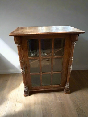 SMALL BEVELED GLASS OAK 1 DOOR BOOK CASE artistic wall mural