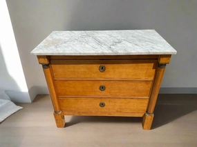 SMALL BIEDERMEIER WHITE MARBLE TOP CHEST artistic wall mural