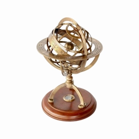 Small brass armillary star sign and compass decorative home ornament