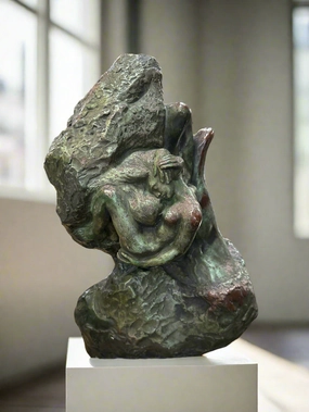 SMALL COPY OF HAND OF GOD BY  RODIN-BRONZE PLATED artistic wall mural