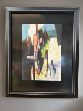 SMALL FRAMED ABSTRACT WATERCOLOR SIGNED DEFORREST JUDD DALLAS ARTIST artistic wall mural