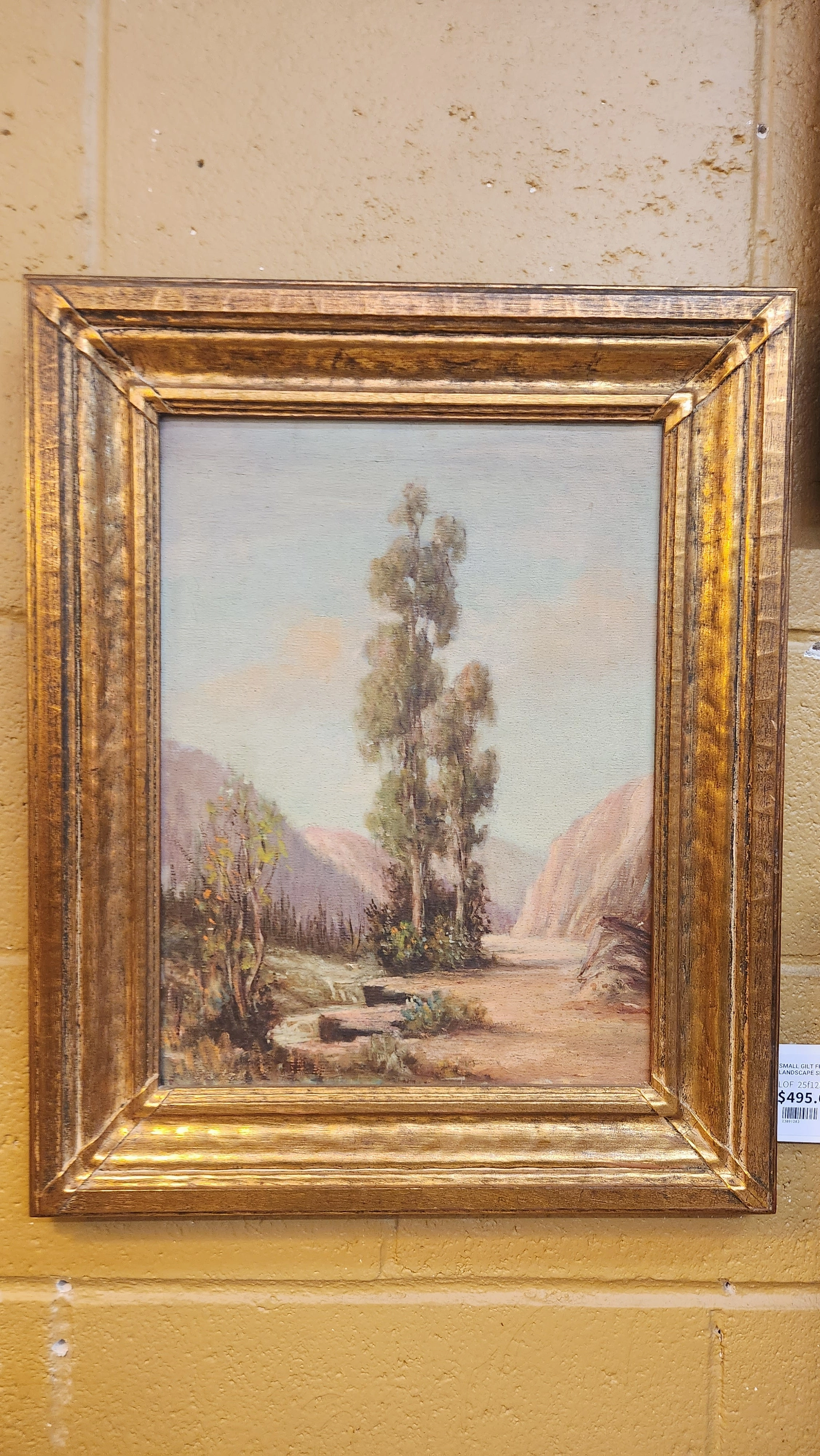 SMALL GILT FRAMED VERTCAL LANDSCAPE SIGNED HERBERT SARTELLE artistic wall mural