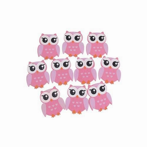 Small Owl Animal Wooden Baby Favors, 1-1/4-inch