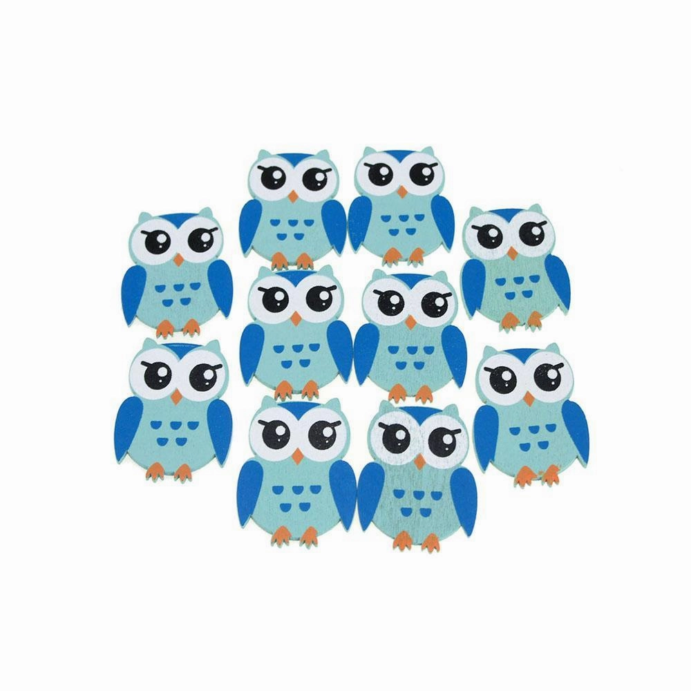 Small Owl Animal Wooden Baby Favors, 1-1/4-inch wooden room decoration